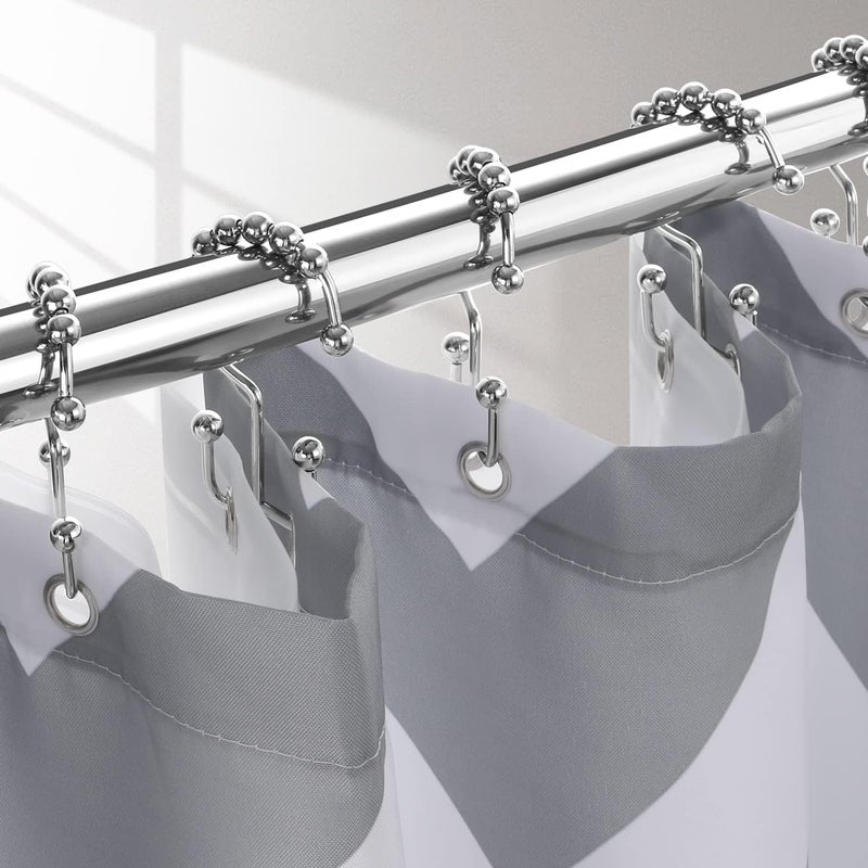 TOPROD Shower Curtain Hooks Rings, Double Sided Shower Curtain Hooks, Stainless Steel Shower Hooks Rust Proof for Bathroom Shower Curtain Rod Curtains, Free Gliding, Chrome, Set of 12 - Image 4